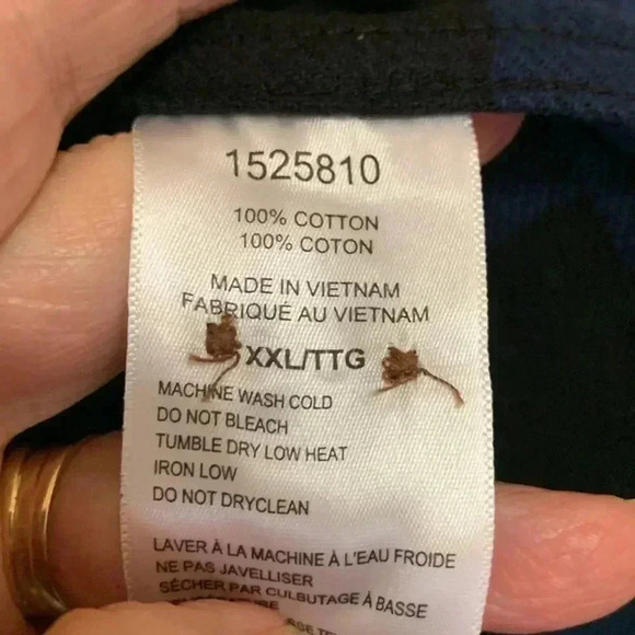 JACHS 100% heavy cotton flannel men’s button down shacket, blue and black plaid - Picture 5 of 6